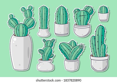Set of cute cactus illustrations
