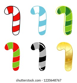 A set of cute candy canes,Vector,Hand drawn,Illustration,Doodle.