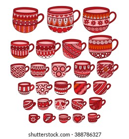 set of cute caps in doodle style