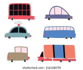 Set of cute car . vector illustration
