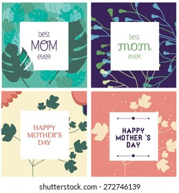  A set of cute card design for Mother's Day. Vector illustration