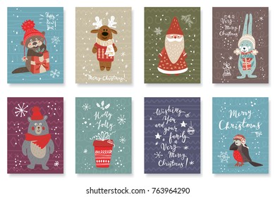 Set Cute Cards Hand Drawn Animals Stock Vector (Royalty Free) 763964290 ...