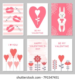 set of cute cards for Valentine's Day. Vector illustration