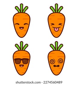 Set of Cute Carrot Stickers