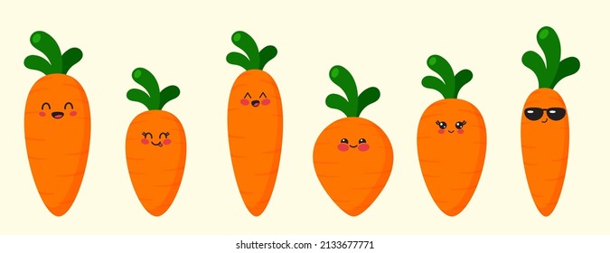 Set of Cute Carrots Characters.