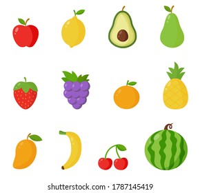 Set Cute Carton Vector Fruits Collection Stock Vector (Royalty Free ...