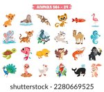 Set Of Cute Cartoon Animals