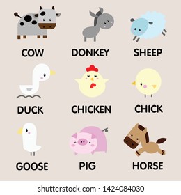 Set of cute cartoon animals
