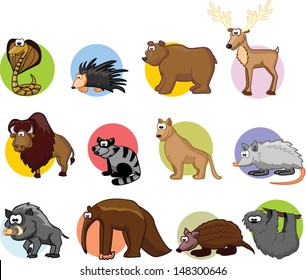Set of cute cartoon animals