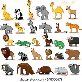 Set of cute cartoon animals