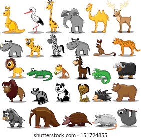 Set of cute cartoon animals 