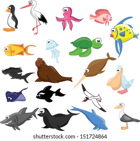Set of cute cartoon animals 