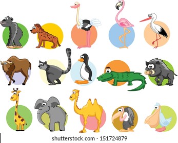 Set of cute cartoon animals 