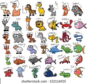 Set of cute cartoon animals 