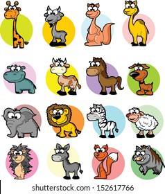 Set of cute cartoon animals 