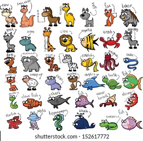 Set of cute cartoon animals 