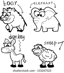 Set of cute cartoon animals 