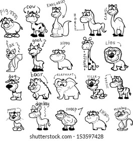 Set of cute cartoon animals 