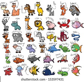 Set of cute cartoon animals 