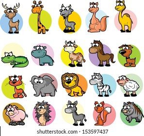 Set of cute cartoon animals 