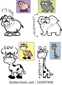 Set of cute cartoon animals 