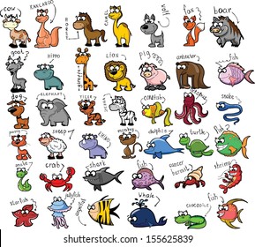 Set of cute cartoon animals 