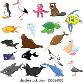 Set of cute cartoon animals 