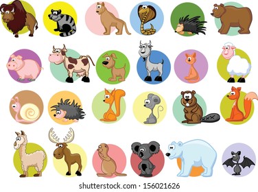 Set of cute cartoon animals 