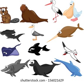 Set of cute cartoon animals