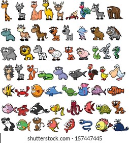 Set of cute cartoon animals 