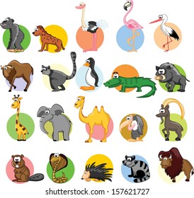 Set of cute cartoon animals 