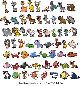 Set of cute cartoon animals 