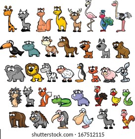 Set of cute cartoon animals 