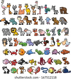 Set of cute cartoon animals 