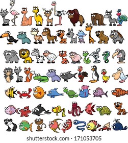 Set of cute cartoon animals 