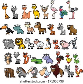 Set of cute cartoon animals 