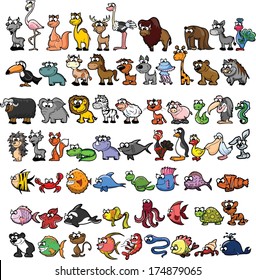 Set of cute cartoon animals 