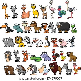Set of cute cartoon animals 