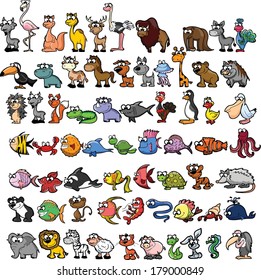 Set Cute Cartoon Animals Stock Vector (Royalty Free) 179000849 ...