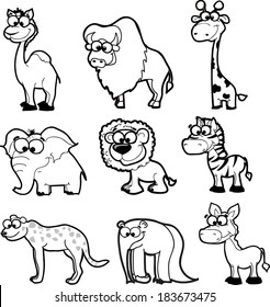 Set of cute cartoon animals 