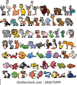 Set of cute cartoon animals 