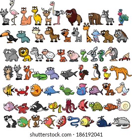 Set of cute cartoon animals