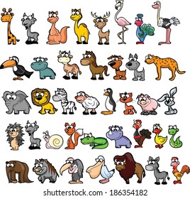 Set of cute cartoon animals