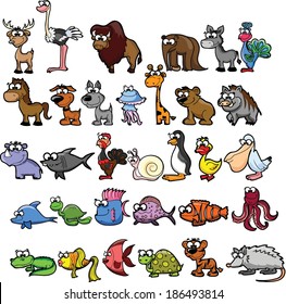 Set of cute cartoon animals