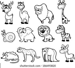 Set of cute cartoon animals