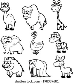Set of cute cartoon animals