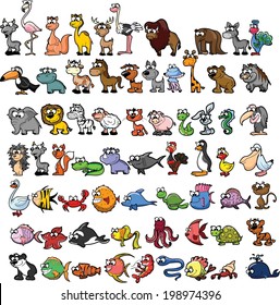 Set of cute cartoon animals