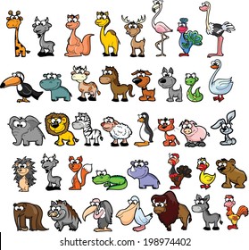 Set of cute cartoon animals