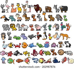 Set of cute cartoon animals 