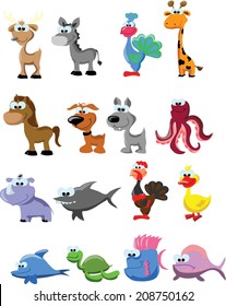 Set of cute cartoon animals 